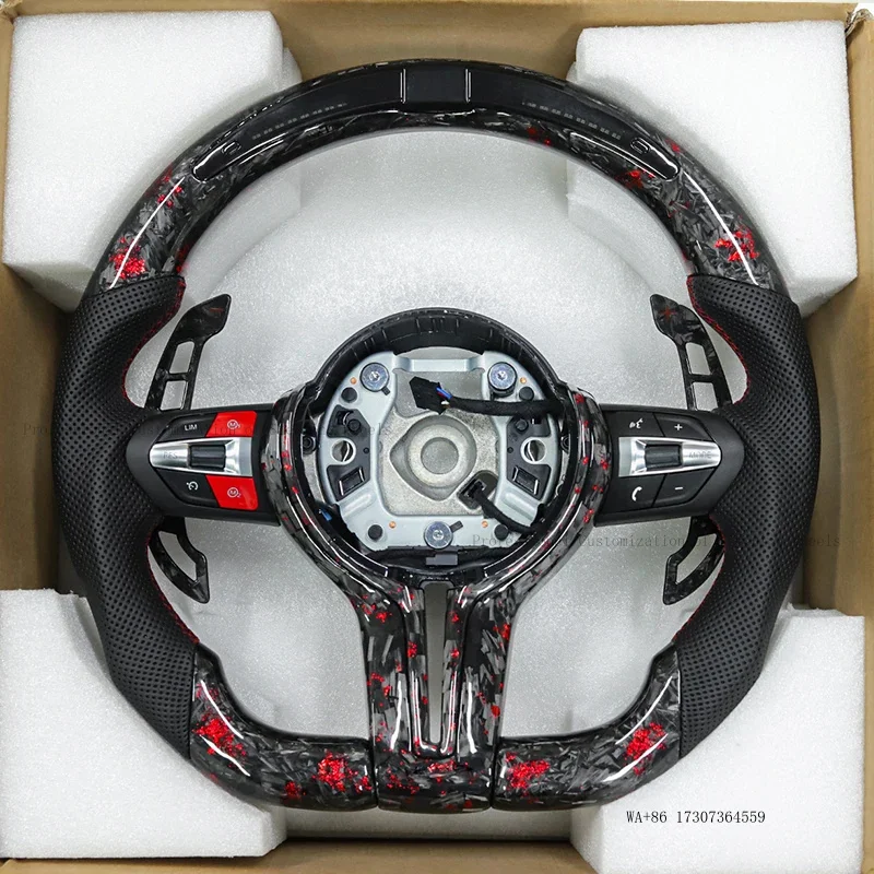 for BMW F10 F11 F20 F21 F22 F30 F01 F02 F31 F32 F36 F80 F82 M3 M5 E90 3Series 5Series Custom forged LED leather steering wheels