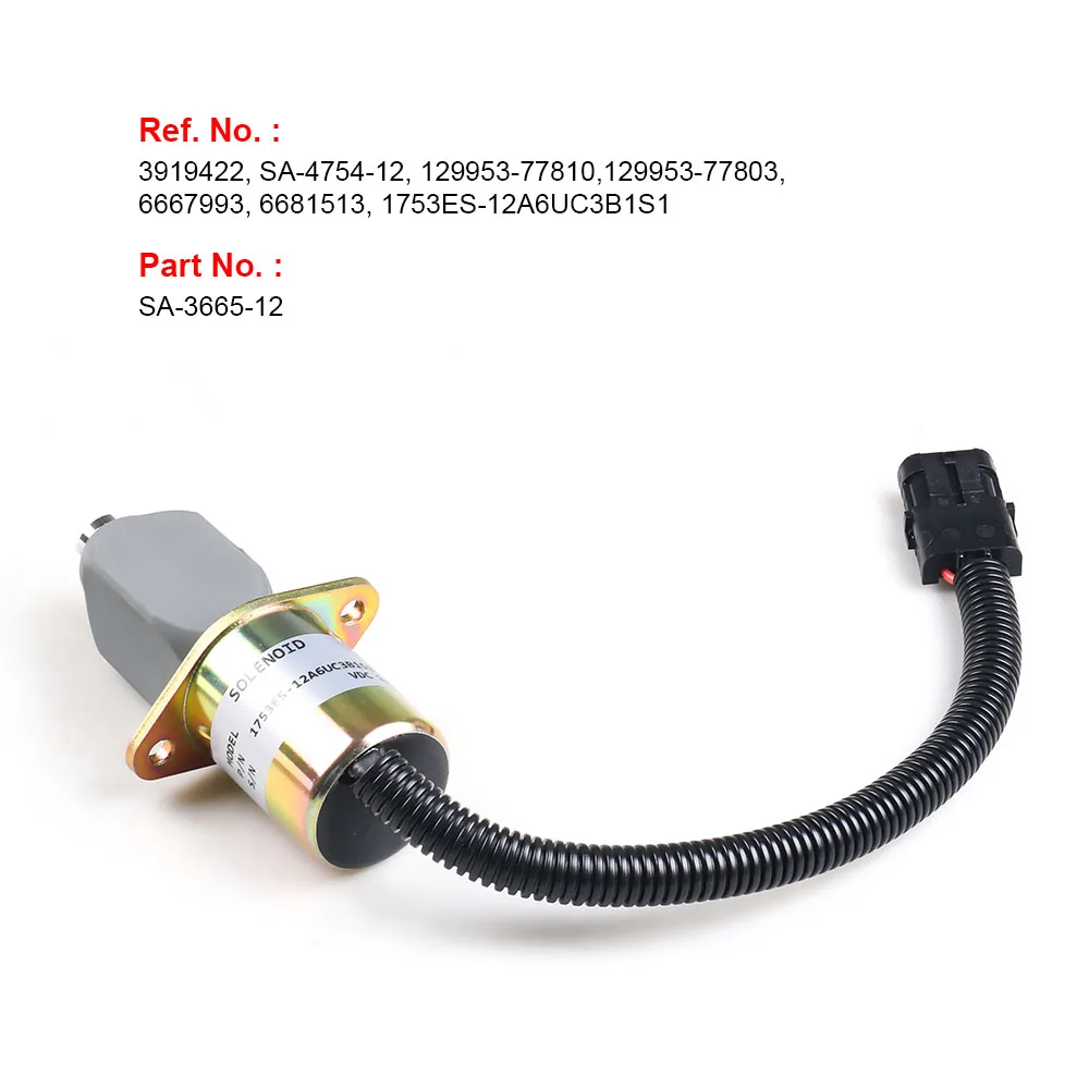 

Электромагнитный клапан отключения подачи топлива 12 В 1753ES-12A6UC3B1S1 для Cummins Yanmar Kubota-запорный клапан двигателя SA-3665-12