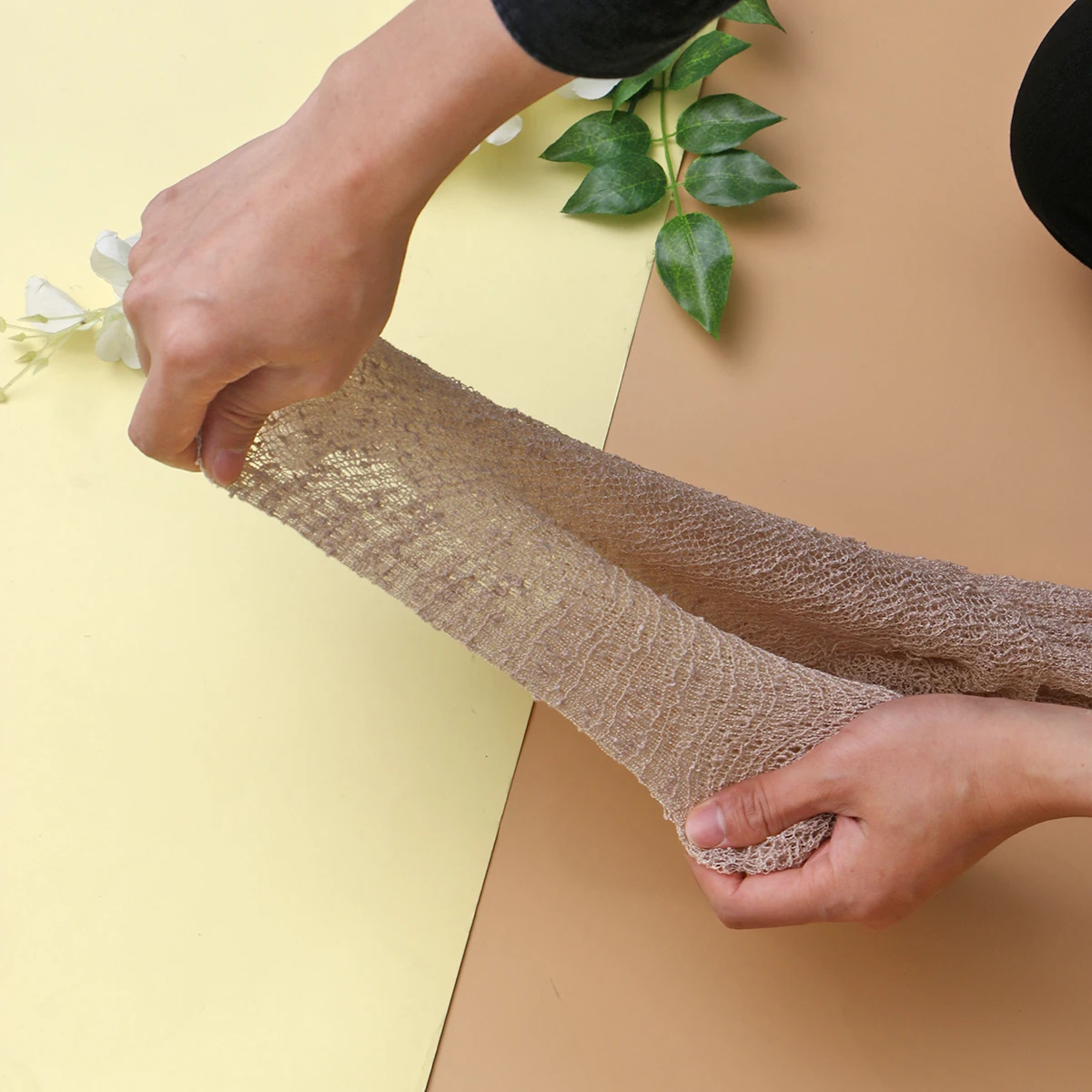 

Pure Cotton Stretch For Newborn Swaddling Open Weave Wrap Photo Prop Beige Long Wrap Maternity Diy Decor Blanket