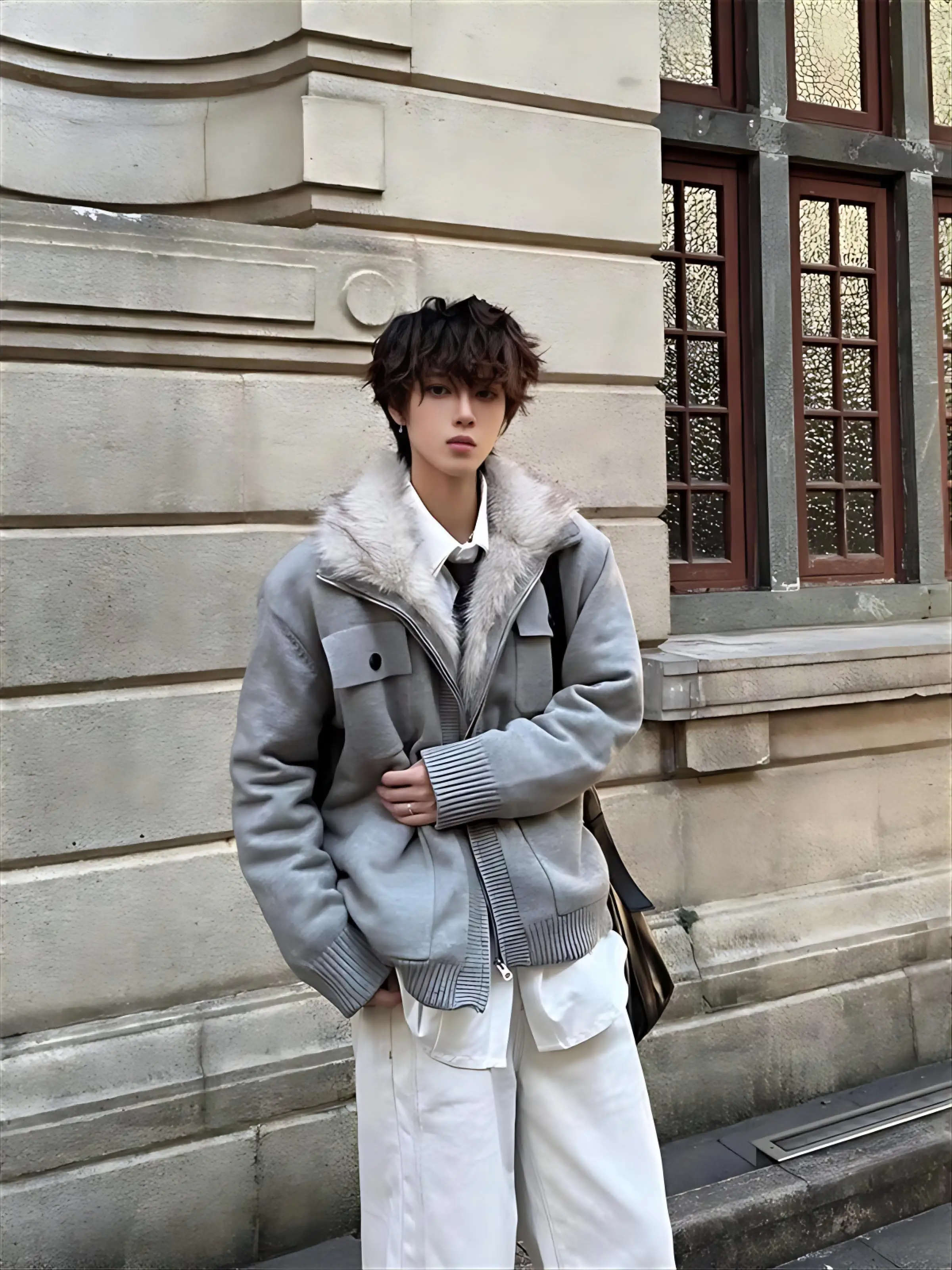 

Мужские куртки с меховым воротником в восточноевропейском стиле, темно-синие, приталенные, для военной службы, официальная униформа, тактические, армейские, с карманами-карго, утилитарные, теплые, OL