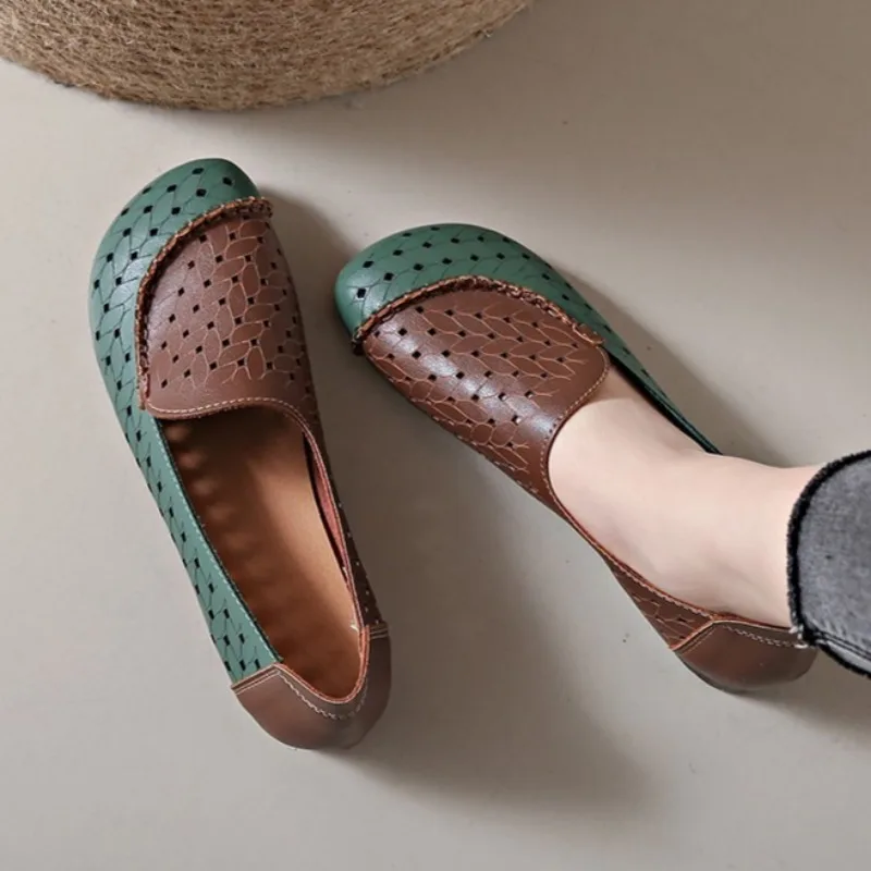 

Leather Fashion Women Flats Casual Women Shoes Moccasins Women Shoe Retro Ballet Flats Soft Plus Size Zapatos De Mujer 120