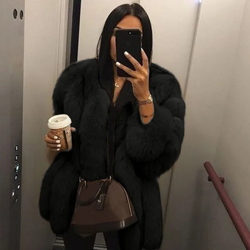 Women's Winter Tops Coat Faux Fur Mid-length Thickened Vintage Comfortable Casual Fashion Advanced Soft Niche Versatile Skinny