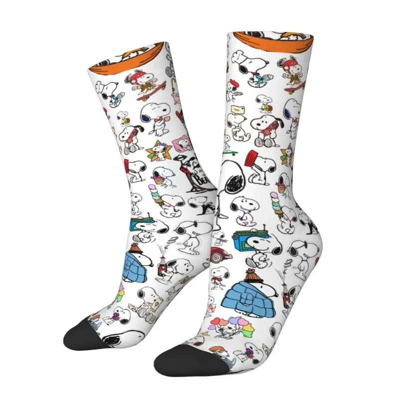 Cool Cute Snoopy Collage Socks Women Men Warm 3D Printing Cartoon Beagle Dog Sports Football Socks