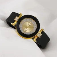 Women's Quartz Watches Silicone Strap Simplicity Rhinestone Design Female Casual Wrist Watch Fashion Luxury Brand Black DQG