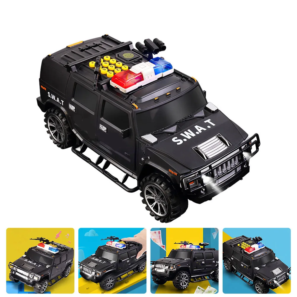 

1Pcs Digital Coin Bank Securicar Shape Fingerprint Password Box Automatic Roll Cash Storage Creative Gift Policing Car