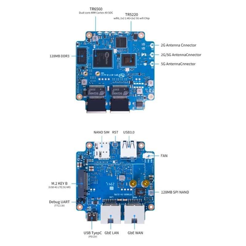 Top-For Banana Pi BPI-WIFI6 Mini Open Source Router TR6560 TR5220 Wifi SOC Dual Core ARM Cortex-A9 1.2Ghz Smart Router Board