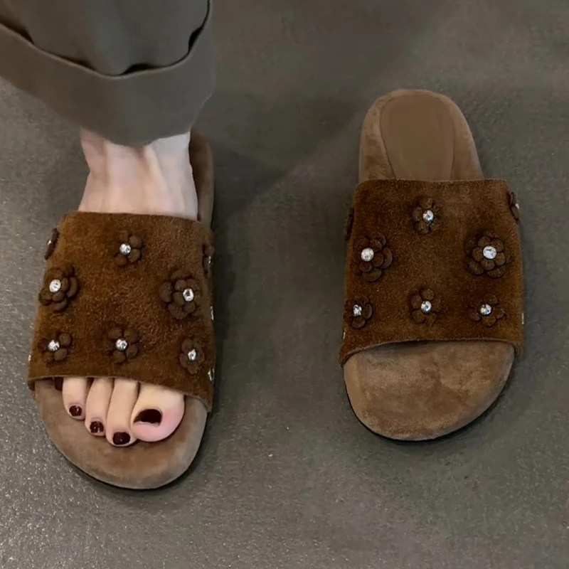 

Удобные модные тапочки в стиле ретро, летние женские современные праздничные модные тапочки, домашняя фланелевая обувь Pantuflo MHTX