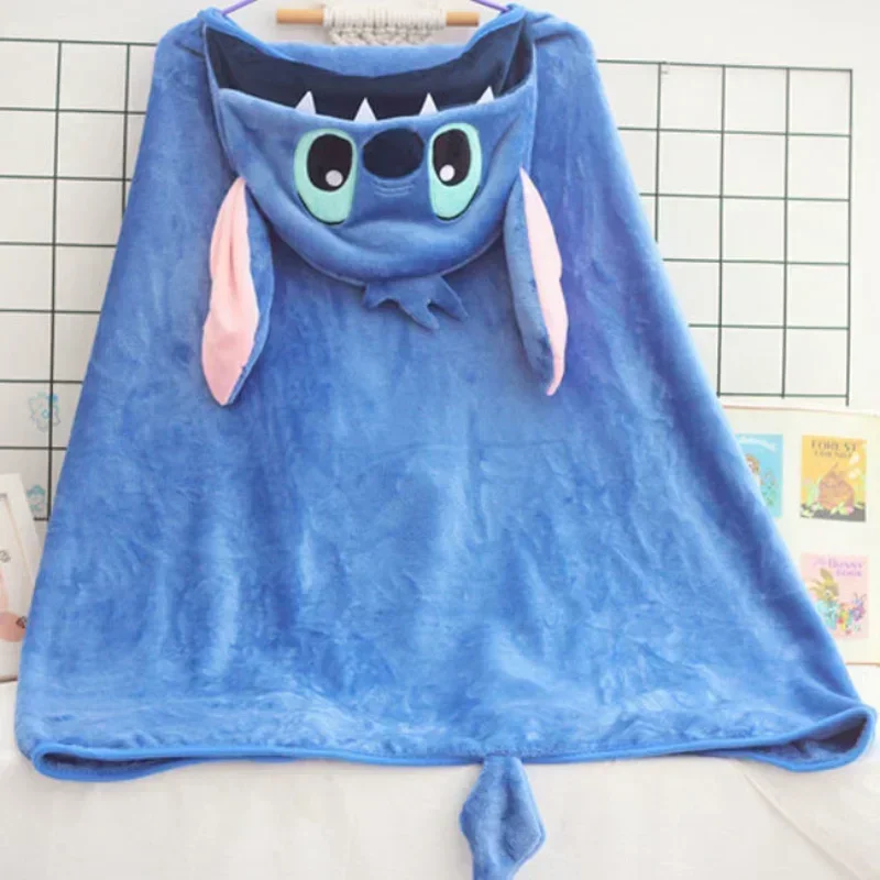 

Stitch Plush Cartoon Extra Thick plus Size Soft Hooded Shawl Cloak Air Conditioning Nap Blanket Blanket