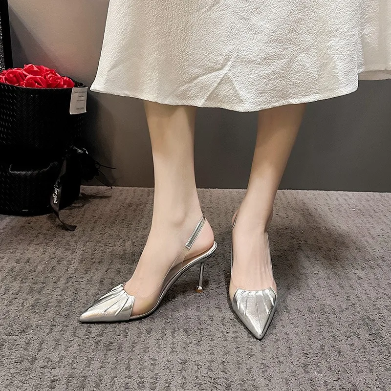 

2026 New Women Shoes Fashion Pointed Tip High Heeled Sandals for Woman Elegant French Casual Shoe Designer Shoes Sandalias Mujer