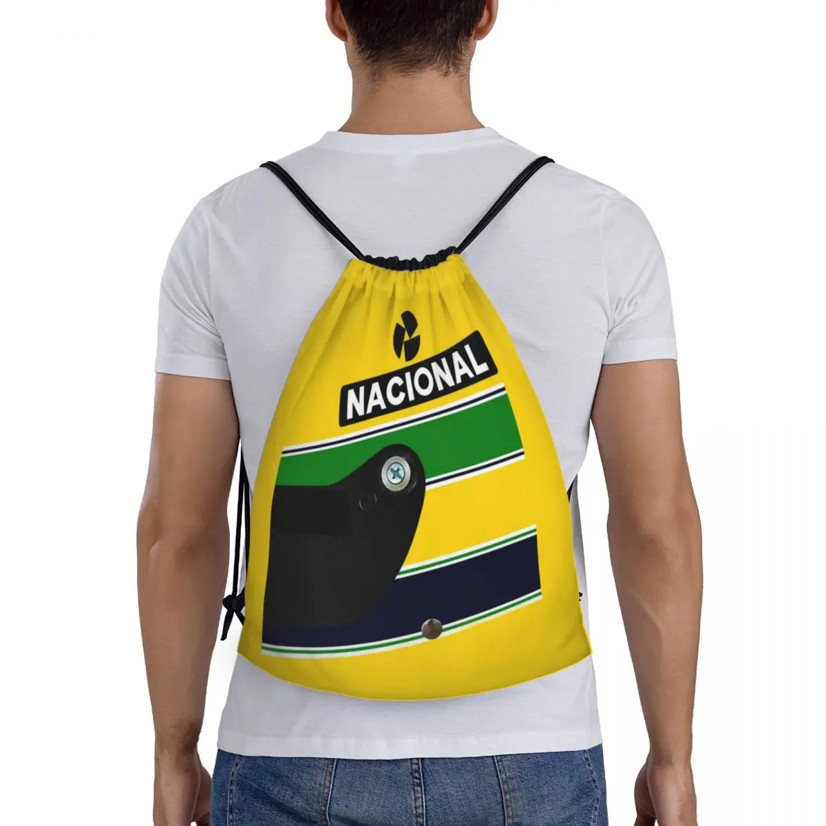 Ayrton Senna Racing Kordel zug Rucksack Gym Sport Sackpack Senna Helm String Taschen zum Laufen