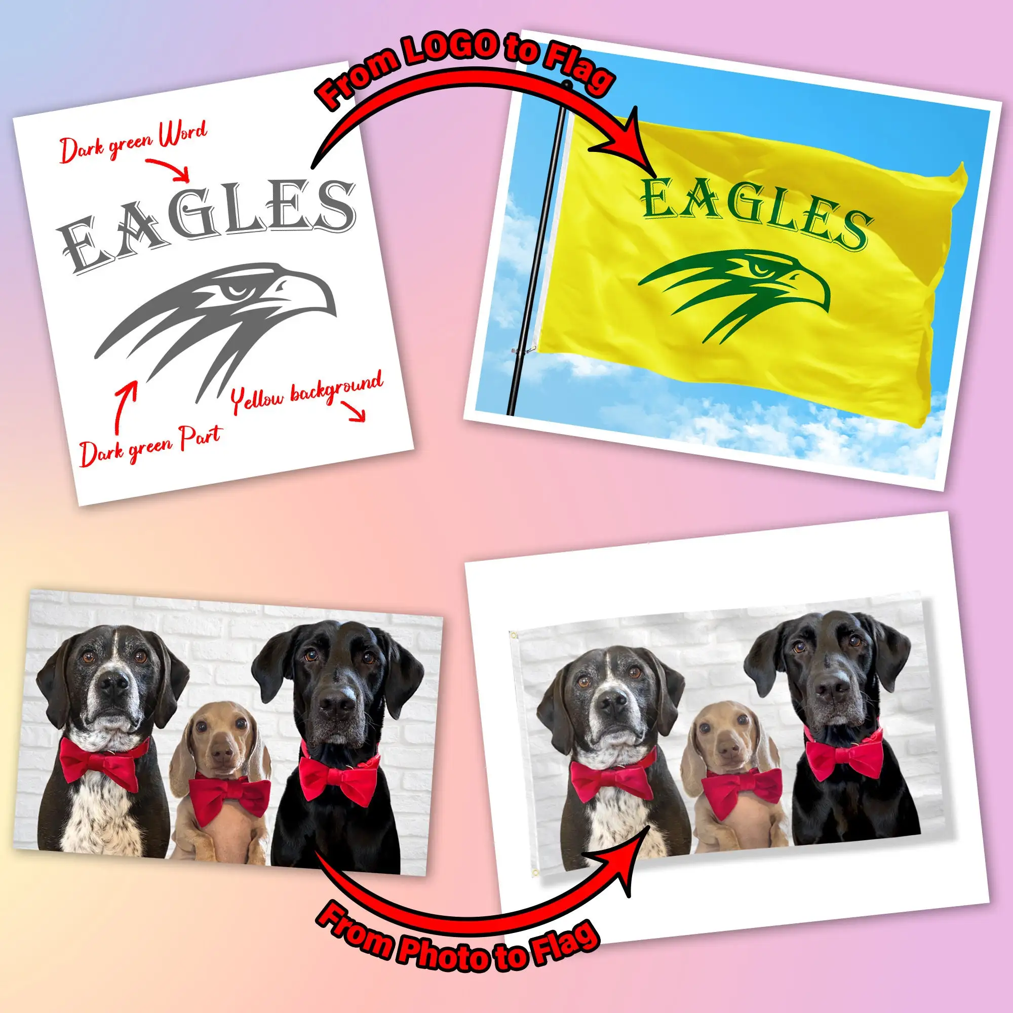 Custom Double Sided Flag 3 Layers Fabric 3x5 Ft Customizable Flags Make Your Own Photo/Text/Logo Personalized Outdoor Decoration