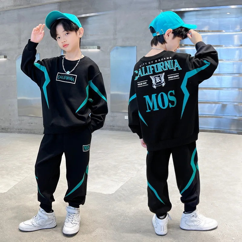 

Spring Autumn Boys Cotton Alphabet Workout Sweatshirt+Sweatpant Set School Kids 2PCS Jumper Tracksuit Child Jogger Outfit 5-15Yr