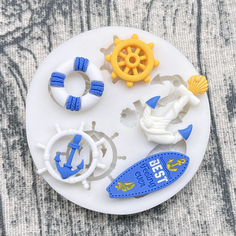 Anchor Seagull Rudder Life Buoy Ocean Silicone Baking Mold Sugarcraft Fondant Decorating Tools Chocolate Gumpaste Cupcake Mold