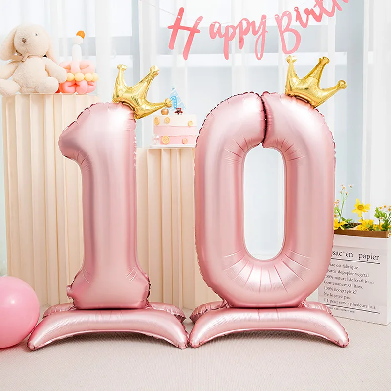 42inch Aluminum Foil Digital Pink Balloon Number Balloon For Birthday Party Decoration Supplies Girls Birthday Favor Crown Decor