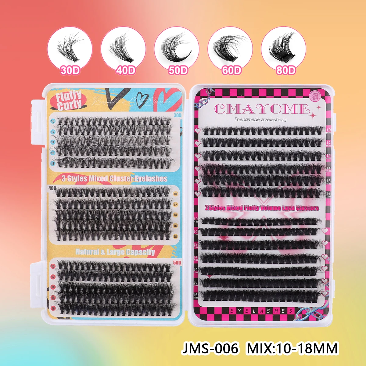 Individual Lashes 30-150D 640pcs Cluster Lashes Natural Look Mixed Tray DIY Eyelash Extension Volume Lash Clusters Eyelashes