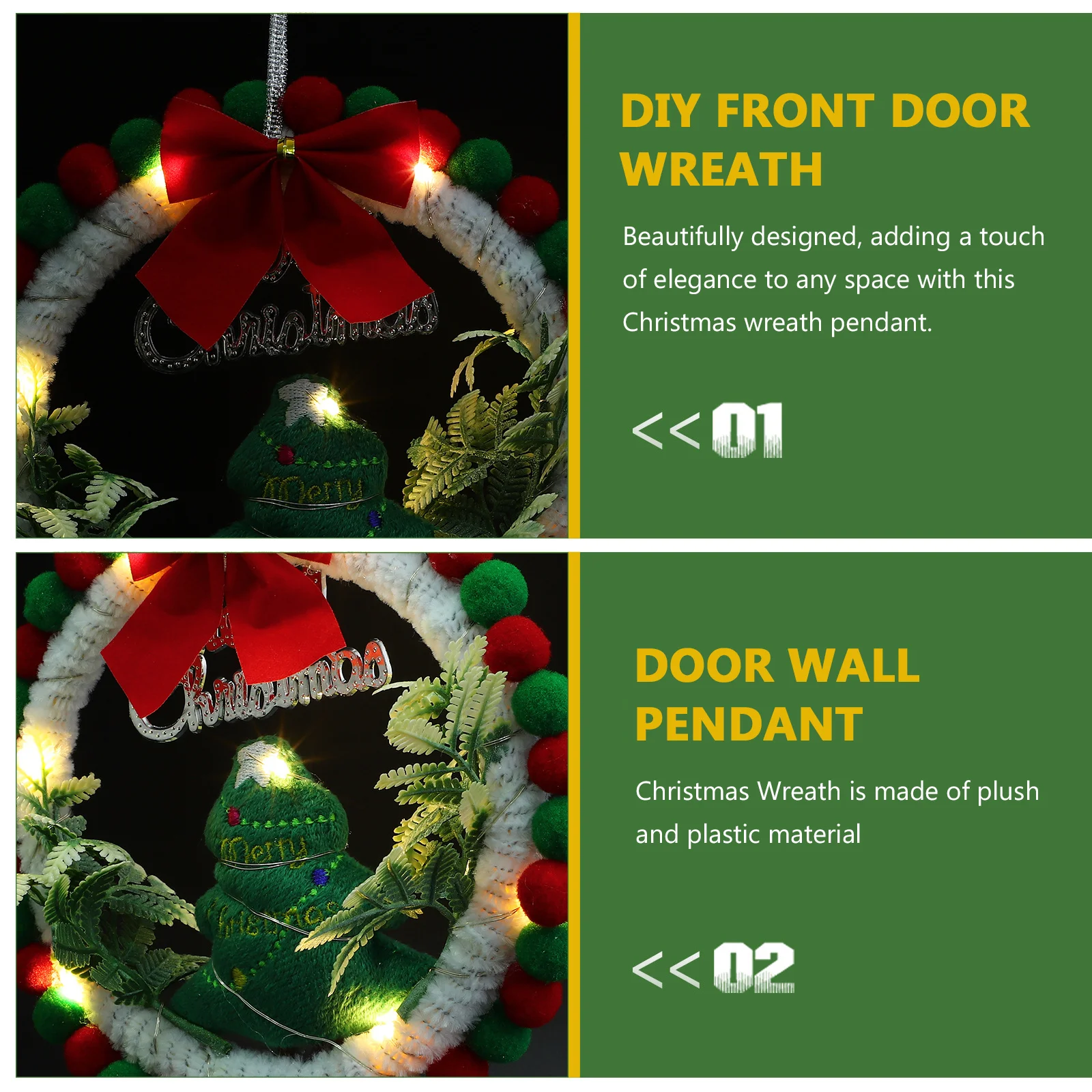 

1 set Christmas Wreath Making Material Diy Front Door Hanging Ornament Round Wall Pendant Xmas Garland For Home Office Window