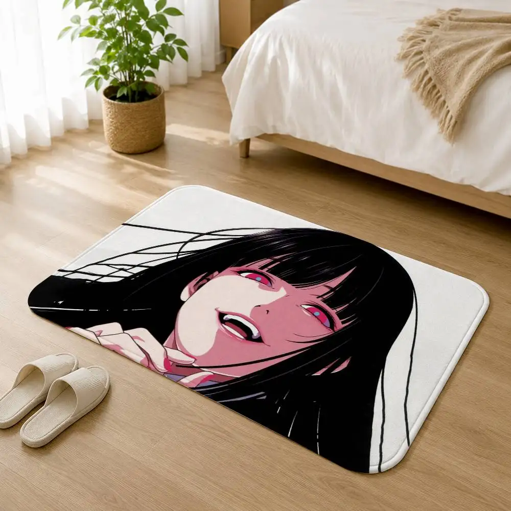 Anime K-Kakegurui J-Jabami Yumeko Anti‑Slip Floor Mat Short Plush Rug mat Soft Comfortable Machine Washable Home Decor