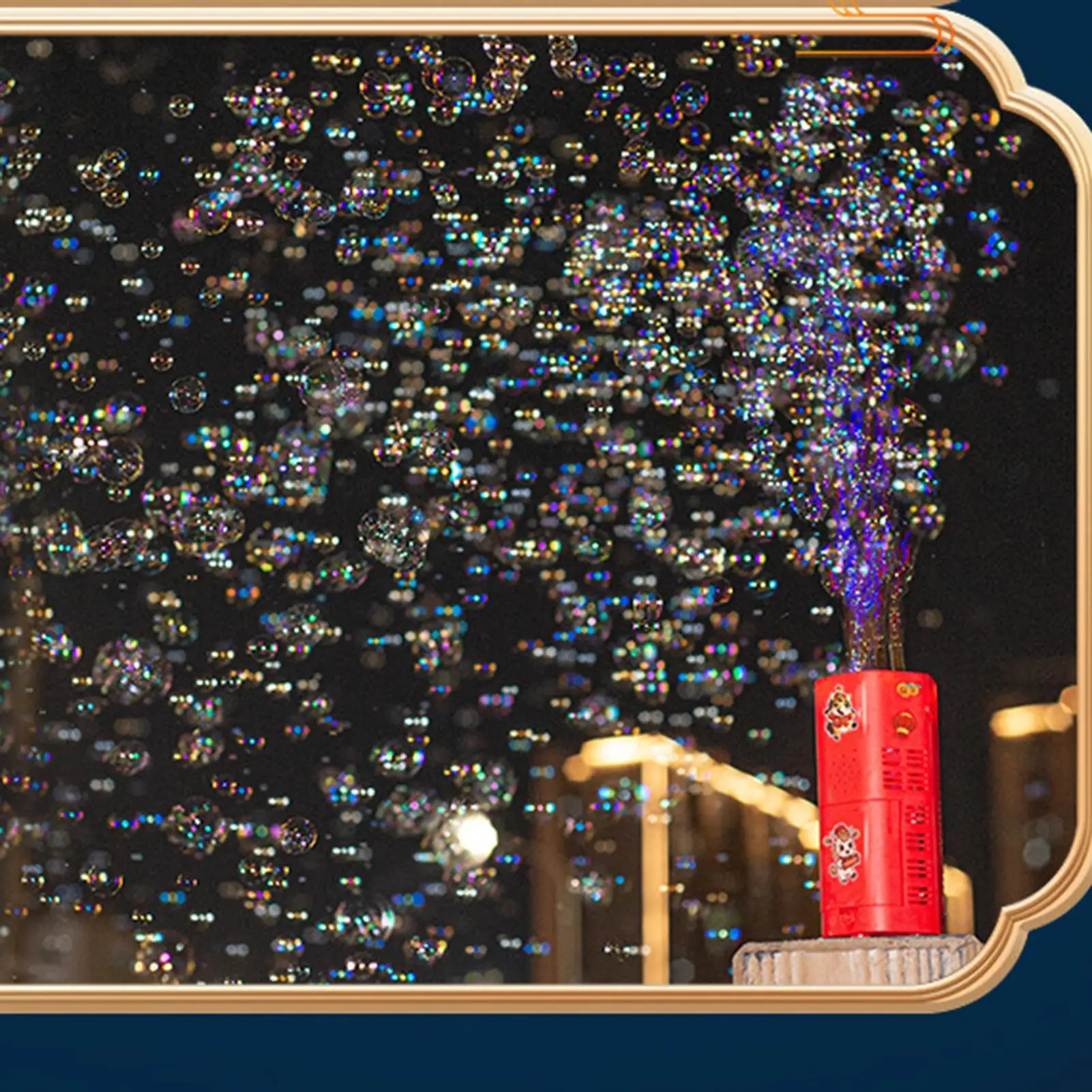 Ano do cavalo ano novo fogos de artifício máquina de bolhas, luzes coloridas, soprador de bolhas totalmente automático, presente de ano novo das crianças