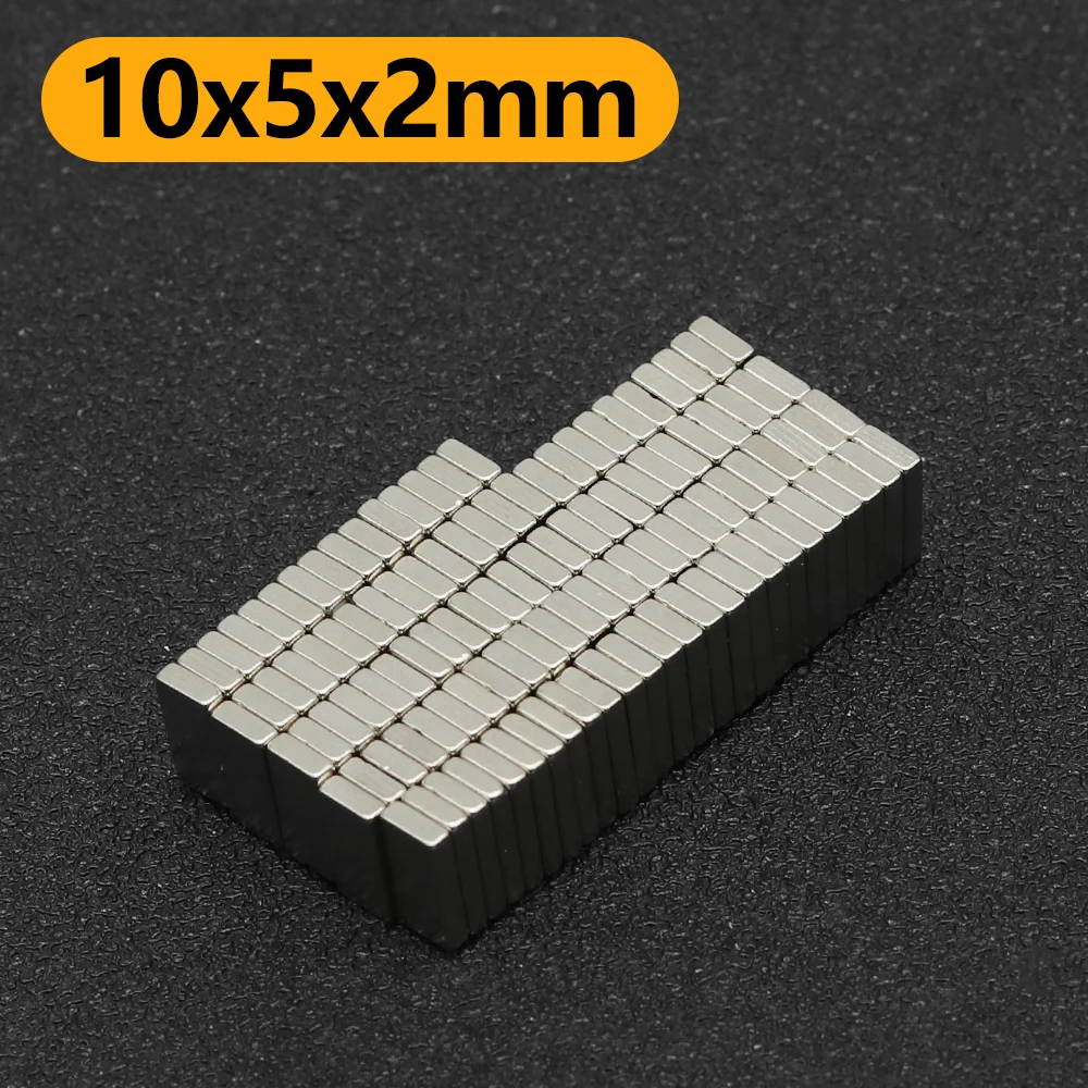10x5x2mm N35 NdFeB Square Neodymium Magnet Super Strong Permanent Block Powerful Magnetic Refrigerator DIY Craft Multi‑Purpose