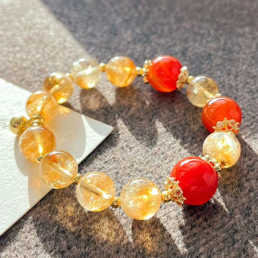 

Natural Tiger's Eye, Citrine Chalcedony Bracelet Ladies Fashion Bracelet New Chinese Style