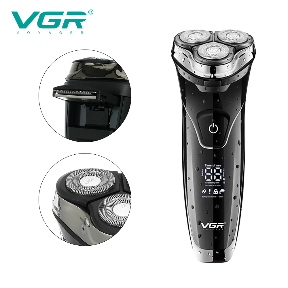 VGR 318 Electric Shaver Professional 3 In1 3-Head Floating Shaving 1 Key Switch USB Charging Body Washable Razor Washing