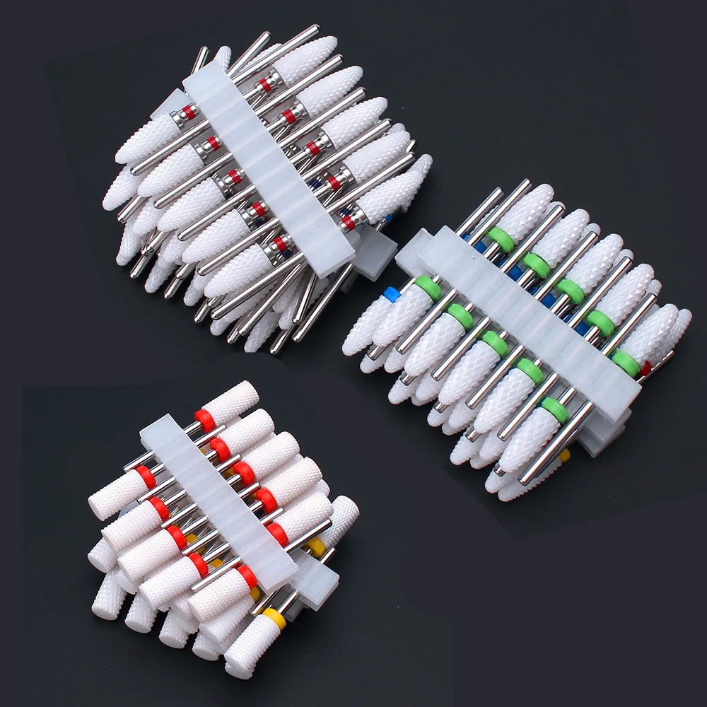 10 Teile/los Nagel Cutter Keramik Nagel Bohrer Bits Elektrische Maniküre Datei Kit Häutchen Entgraten Gel Werkzeug Zubehör – Detail 1