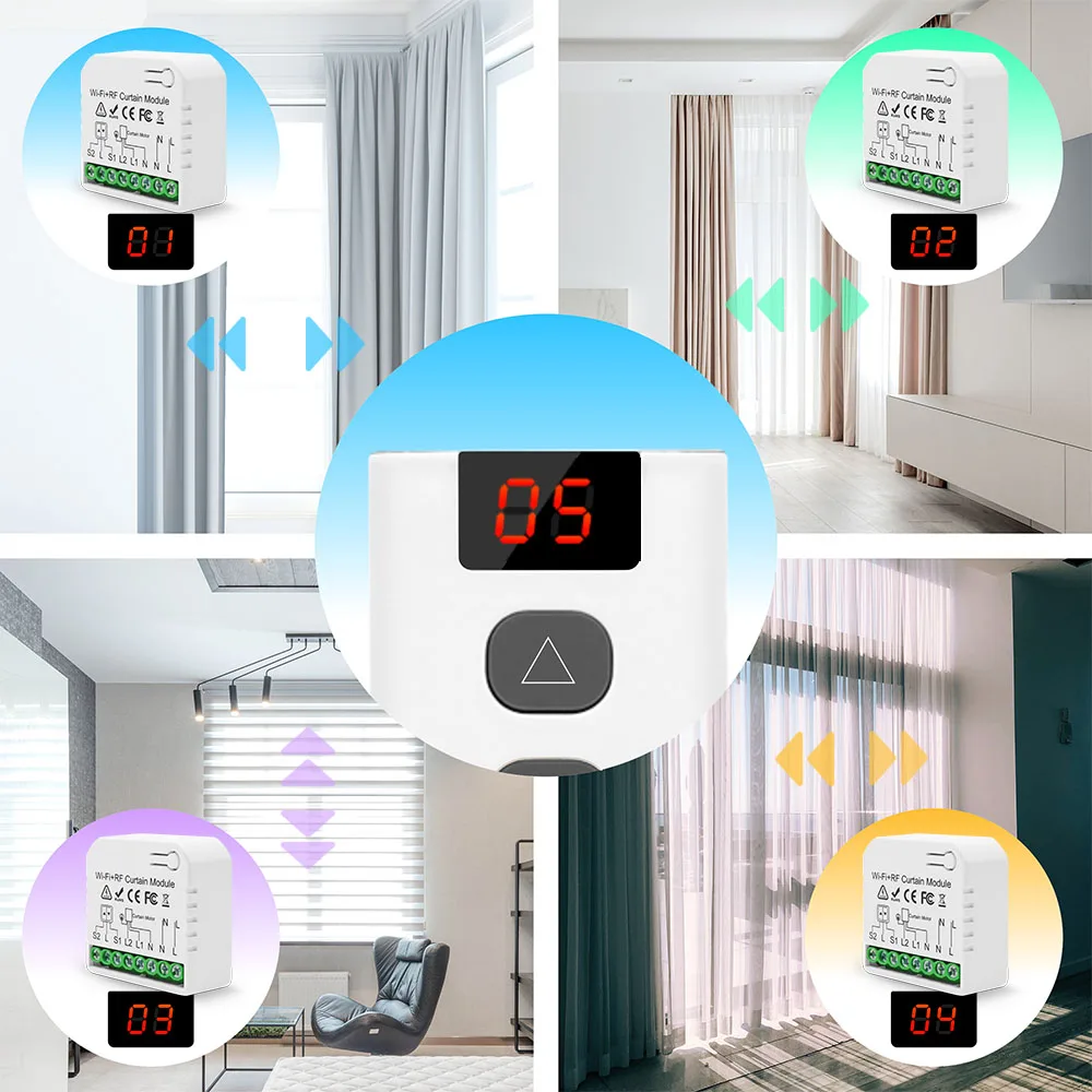 Wifi Tuya Smart Life 433Mhz Blind Gordijn Schakelaar Met Rf 5 Kanalen Afstandsbediening Voor Elektrische Roller Shutter Google Home Alexa