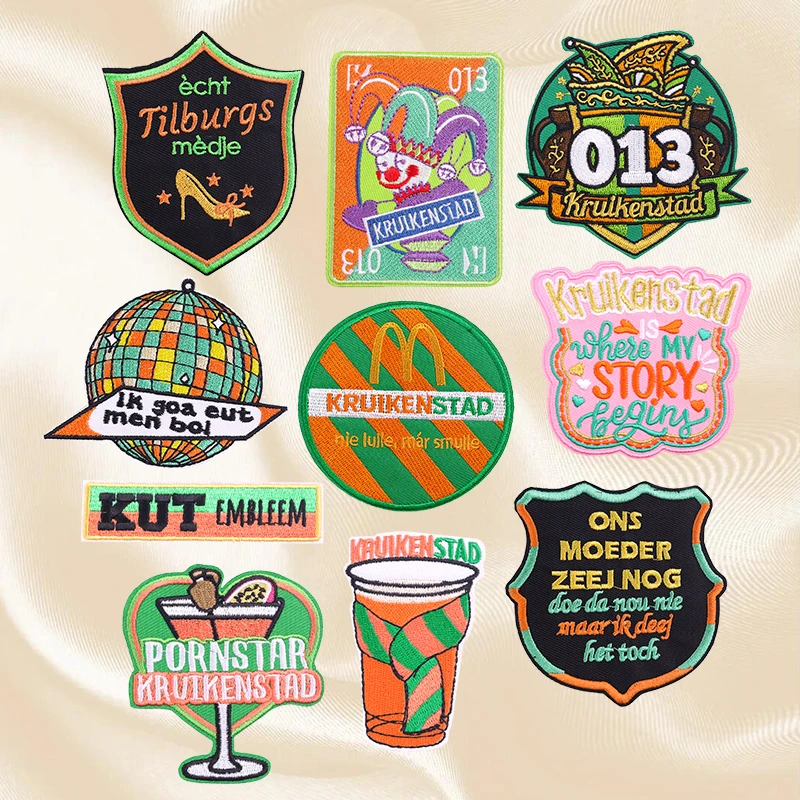 

10PCS Set DIY Patch Kruikenstad Emblem Patches For Clothes New Netherland Carnival Iron On Patches For Clothing Sewing Badges