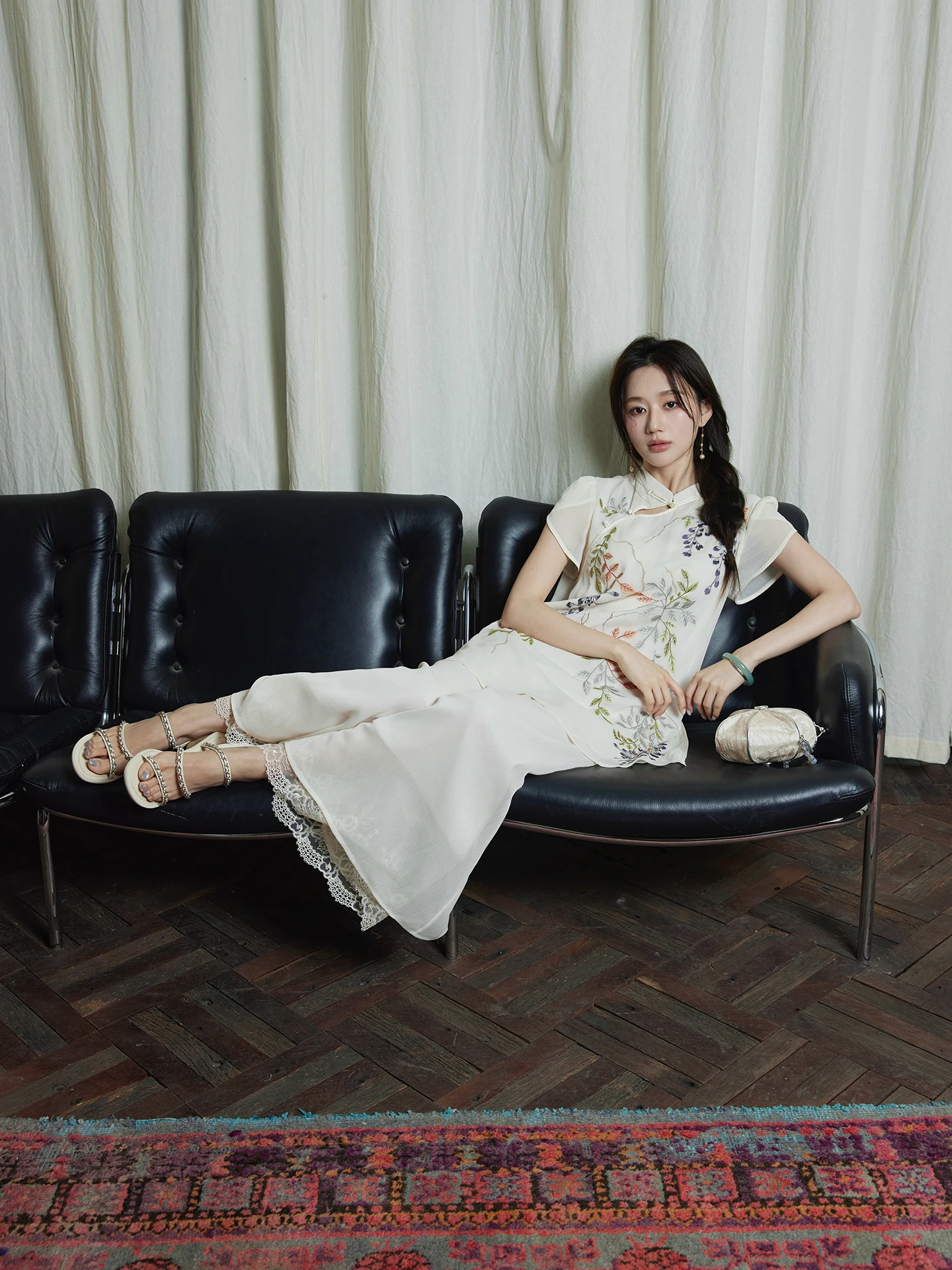 

Набор для вышивания Camelux Tead 320,000 с 9 иглами, цвет фиолетовая глициния, новый китайский стиль, кружевная отделка с цветочным узором, окрашенная вручную