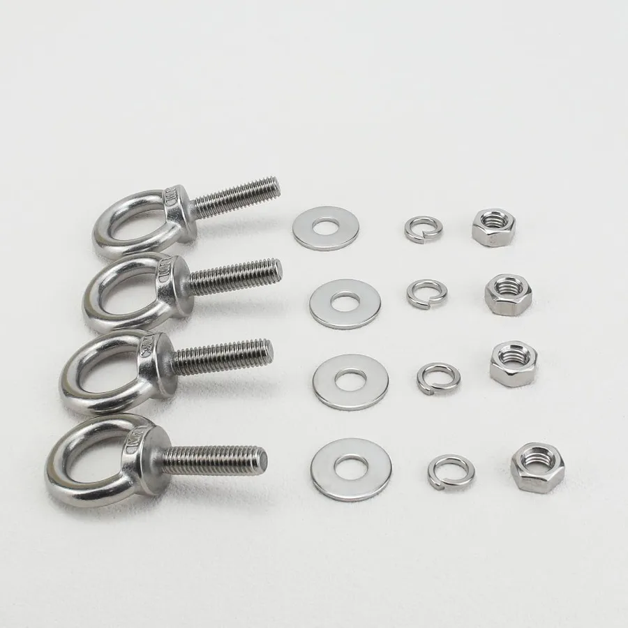 Bulloni a occhiello in acciaio inossidabile M8 con rondelle dadi Confezione da 4 M8 x 30 mm M6 M10 Bullone a occhiello per sollevamento spalla disponibile per camion oscillante pesante