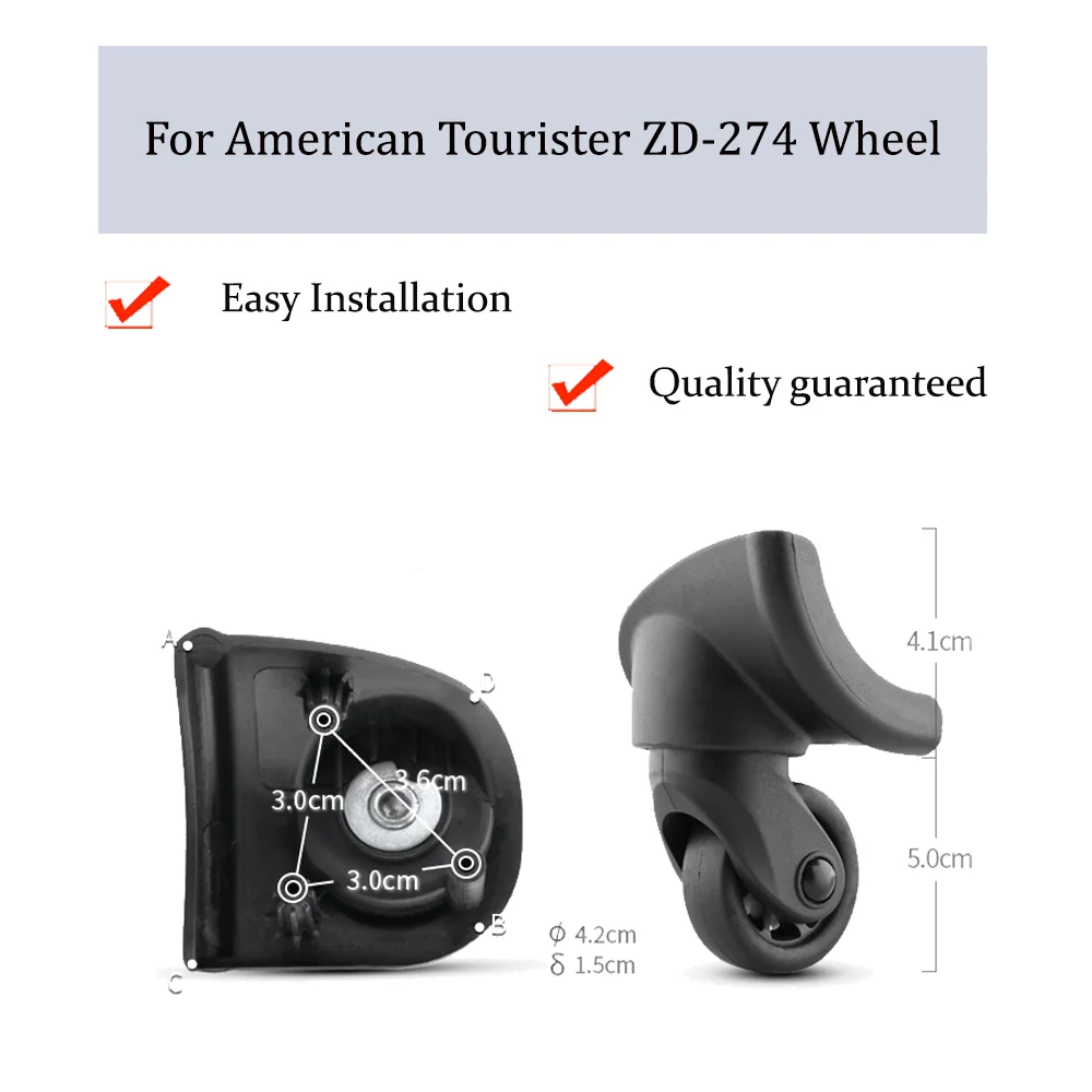 

For American Tourister ZD-274 Universal Wheel Replacement Trolley Case Luggage Pulley Silent Smooth Shock Absorbing CasterWheel