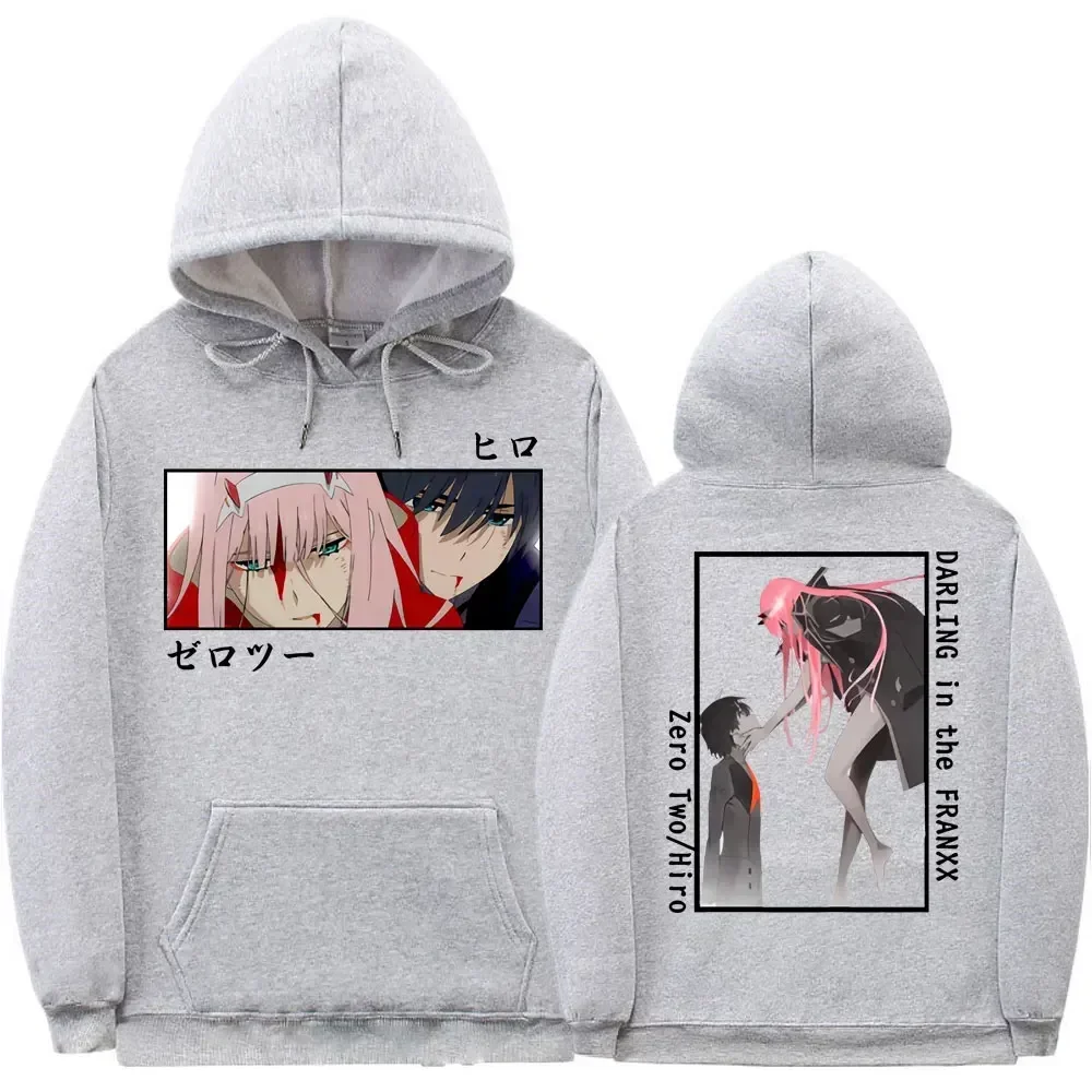 Anime giapponese Darling In The Franxx Zero Two Hiro Felpa con cappuccio con stampa grafica Uomo Donna Felpe taglie forti Top streetwear casual