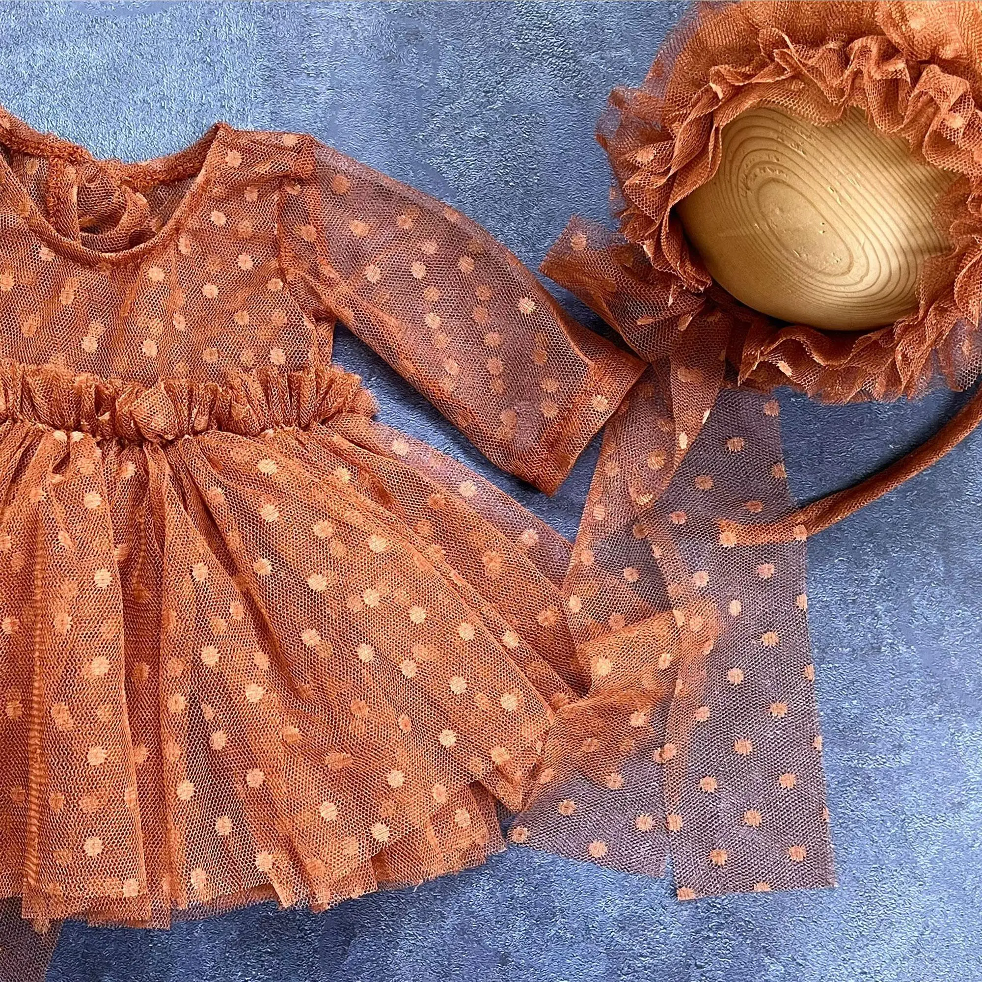 Don & Judy – robe princesse en maille pour filles, à pois, manches longues, en Tulle avec chapeau, ensemble pour bébé fille, cadeau d'anniversaire, vêtements de séance Photo
