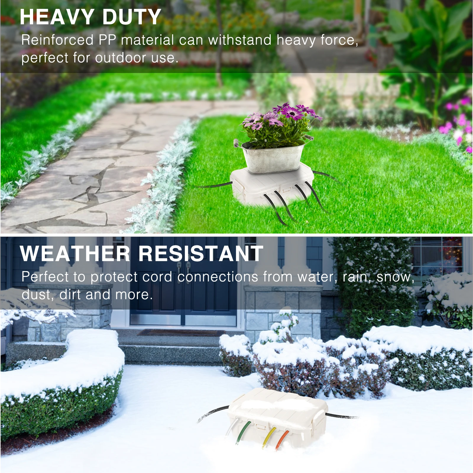 Alimentation extérieure boîte étanche décoration de vacances boîte électrique IP54 résistant à la pluie résistant aux intempéries pour les lumières de jardin/minuterie/prise