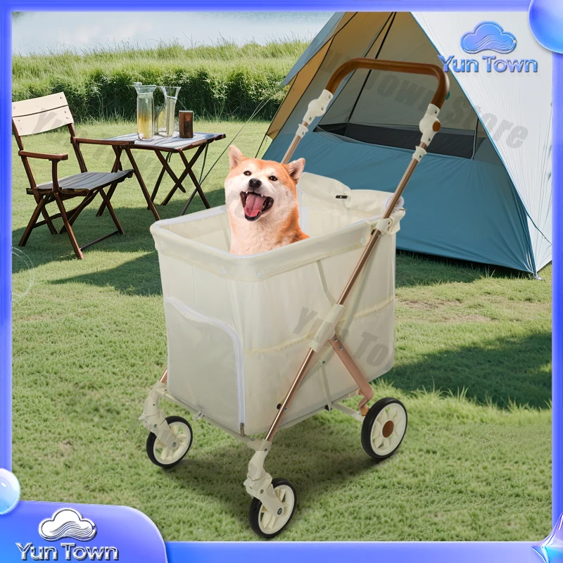 White Washable Zipper Bag Dog Wagon Stroller Large Pet Stroller with Aluminum Tube Frame