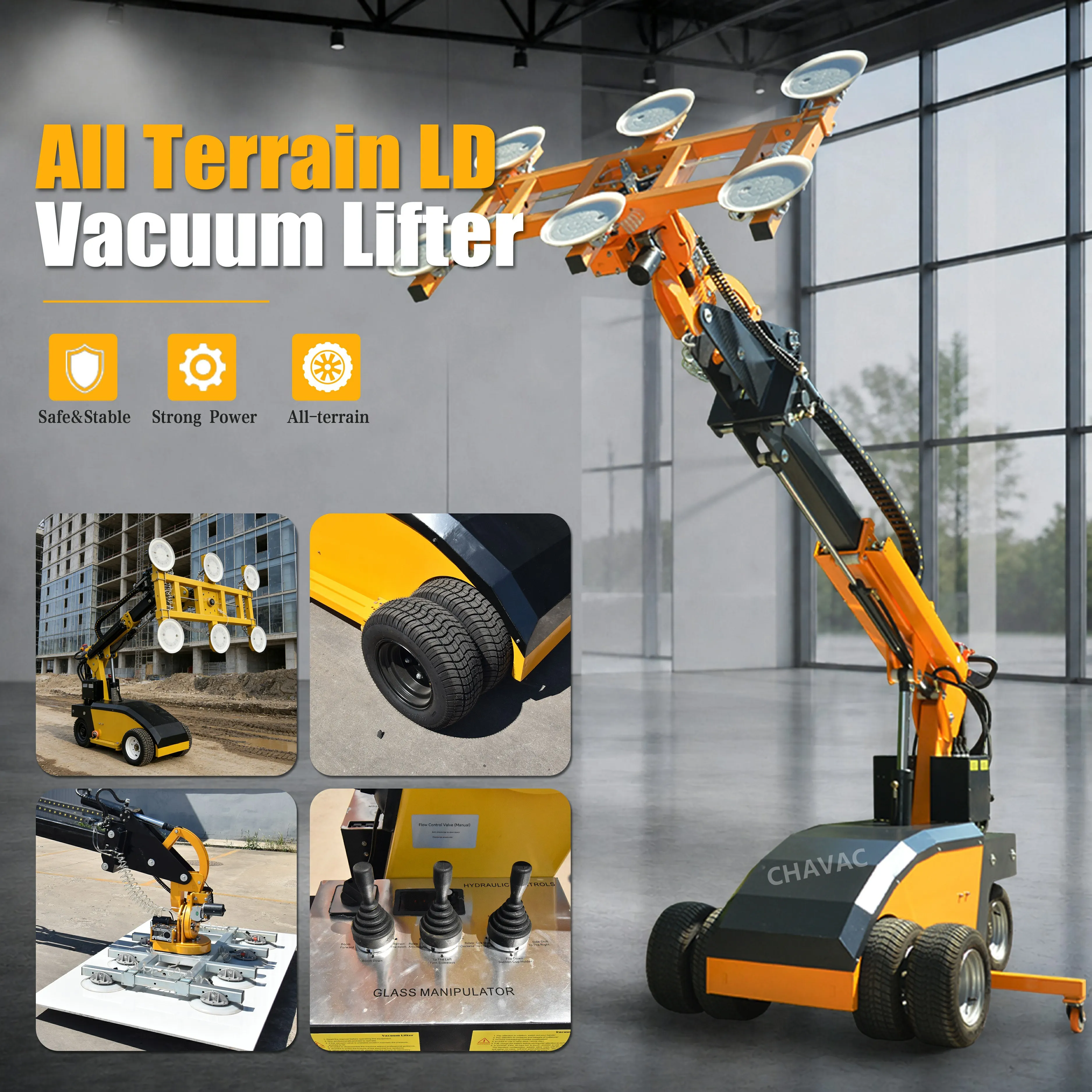 Automatic Full Electric All Terrain Walking Glazing Robot Glass Lifter 400kg Vacuum Installing Glass New Condition