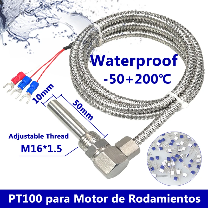 

Sonda de Temperatura Pt100 para Motor de Rodamientos, Resistencia Platino, Sensor Temperatura con Diseño en L y Montaje Ro