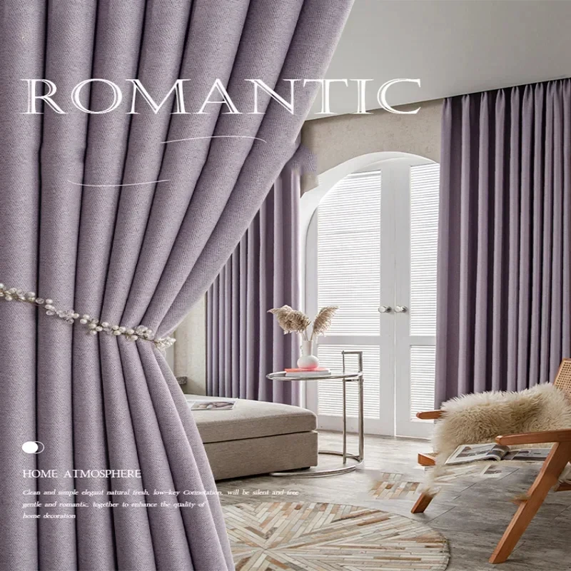 

Luxury Custom Full Sunshade Purple Curtains for Living Dining Room Bedroom High Sense Curtains Drapes In Living Room Cortina