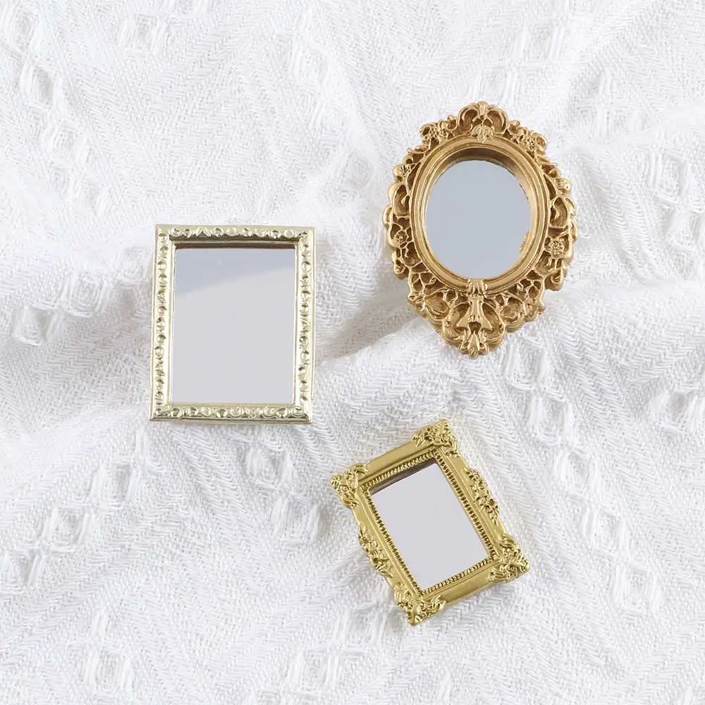 1/12 Dollhouse Miniature Frame Accessories Furniture Miniature Mirror Wall Room Mirror Doll House Mirror