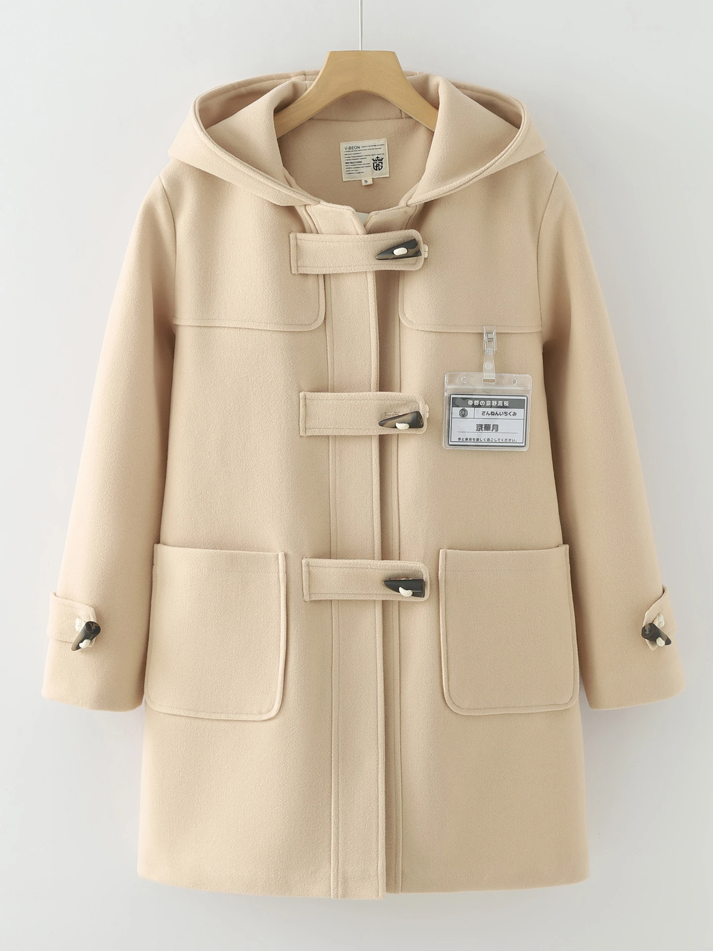 

Teenage Girl Winter Woolen Coat Loose Fit Fce Lined Long Sve Hooded Thiened Outerwear for Plump 5 Years Old Girls