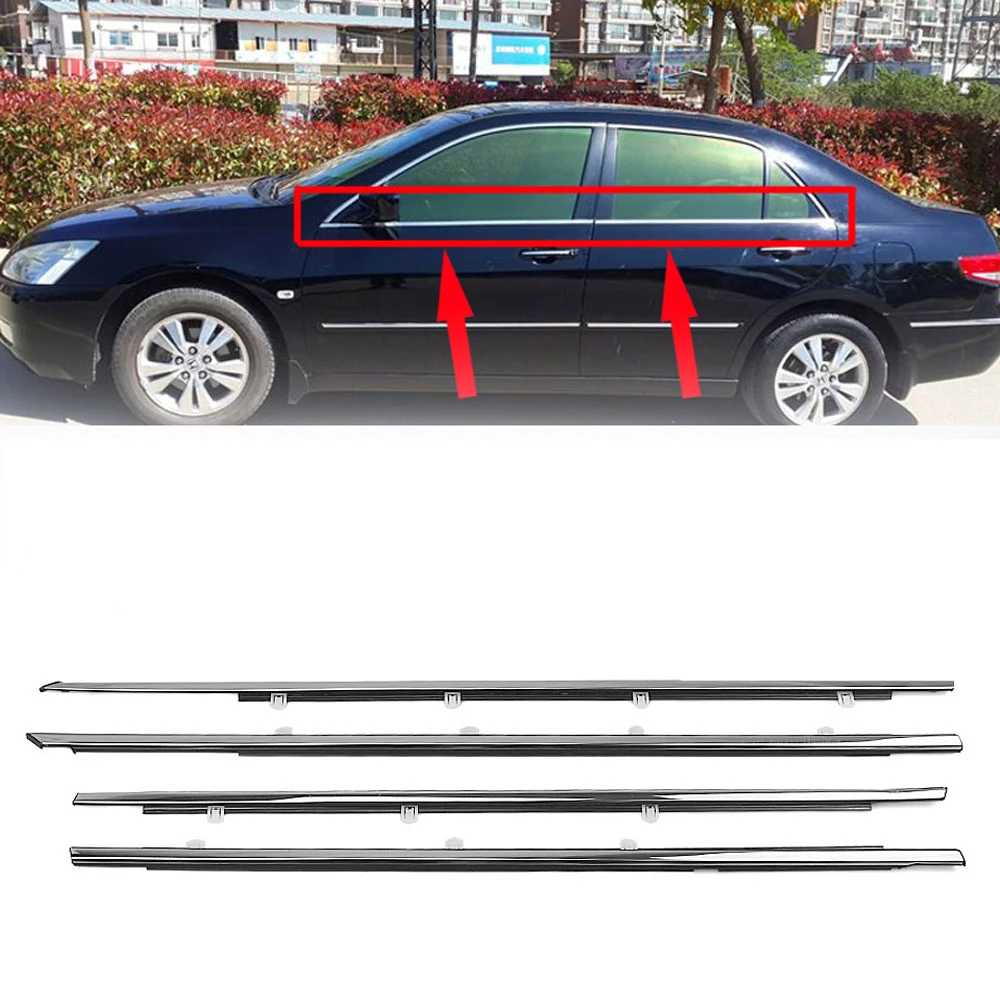 

4pc Window Weatherstrip Trim For Honda Accord 2008-2012 Sedan 4-Door Exterior Door Waterproof Shield Seal Cover Molding Strip