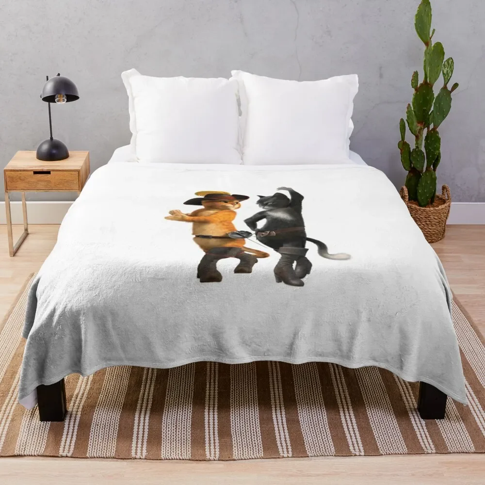 

Puss in Boots Throw Blanket Decoratives Baby Dorm Room Essentials manga Thermals For Travel Blankets