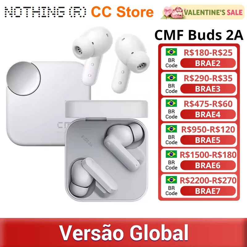 Versão Global CMF by Nothing Buds 2A Fones de Ouvido Sem Fio Intra-auriculares com Driver de 12.4mm, ANC de 42dB, 4 Microfones HD, Longa Duração da Bateria, Baixa Latência, Bluetooth 5.4