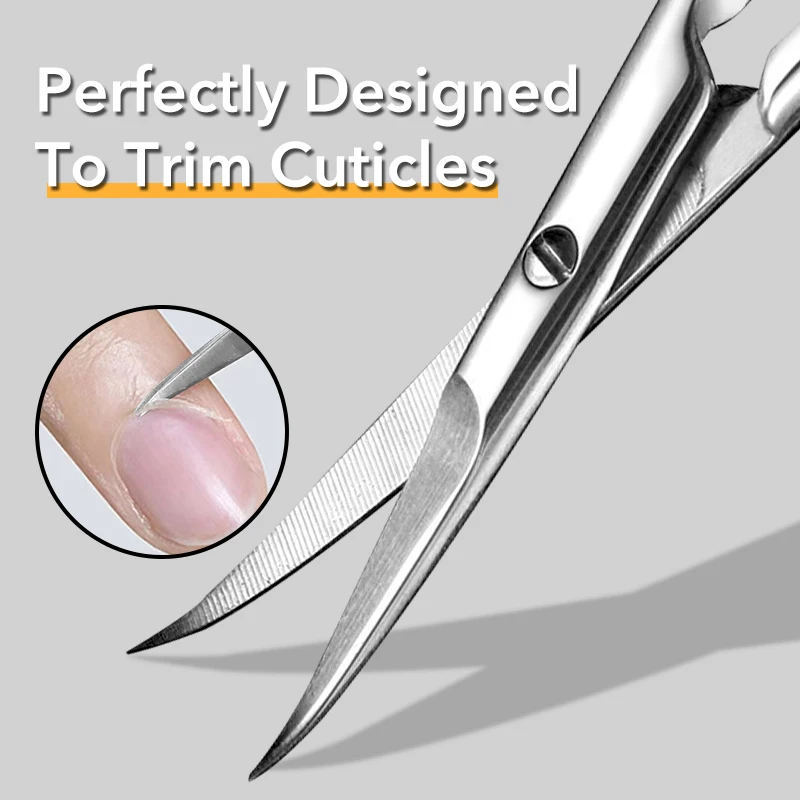 Cuticle Scissors Extra Fine Curved Blade Manicure Scissors Multi-purpose Stainless Steel Grooming Kit for Nail Eyebrow Eyelash