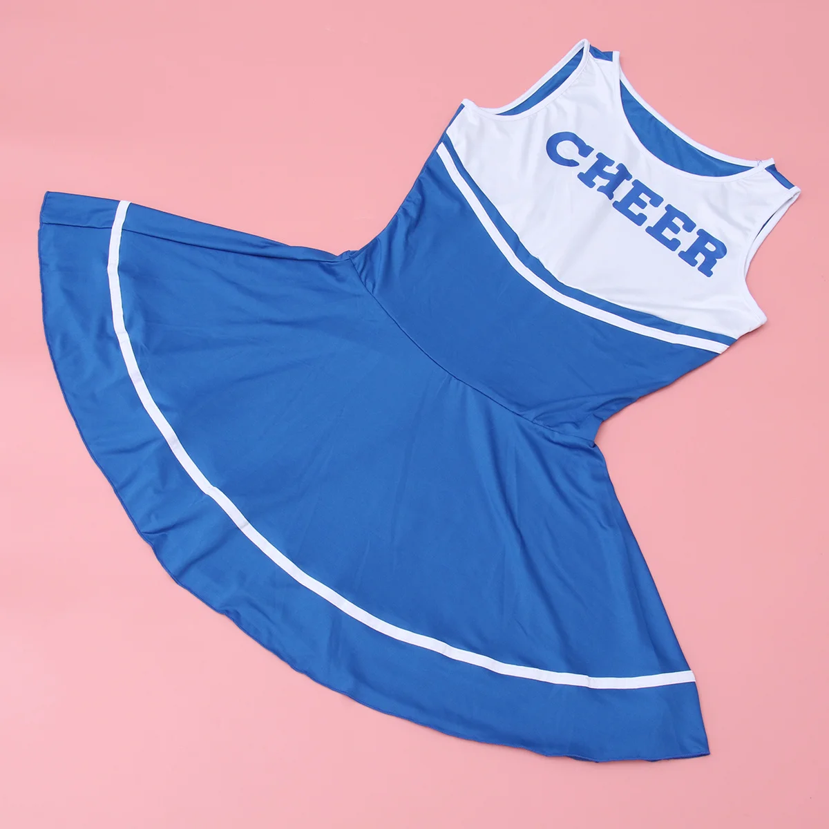 

Платье для черлидинга без рукавов с надписью «Cheer», в полоску, для школьных вечеринок и Хэллоуина, королевский синий, женское
