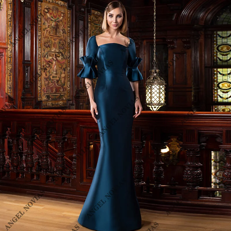 

Customized Long Mermaid Blue Mother of the Bride Dresses for Wedding Guest Evening Dresses Robes Invitee Mariage