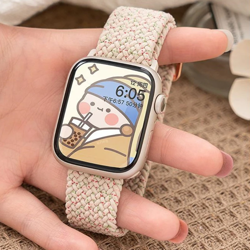 Nylon geflochtene Schlaufe für Apple Watch Band 46 mm 42 44 40 45 41 49 38 mm Armband iWatch Serie SE 10 9 8 7 6 5 4 3 Ultra 2 Armband