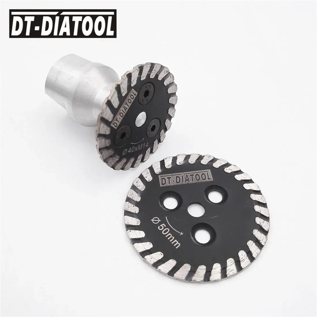 DT-DIATOOL 2pcs Mini Diamond Cutting Disc Hot Pressed Saw Blade 1pc Removable M14 Flange Carving Stone Marble Concrete