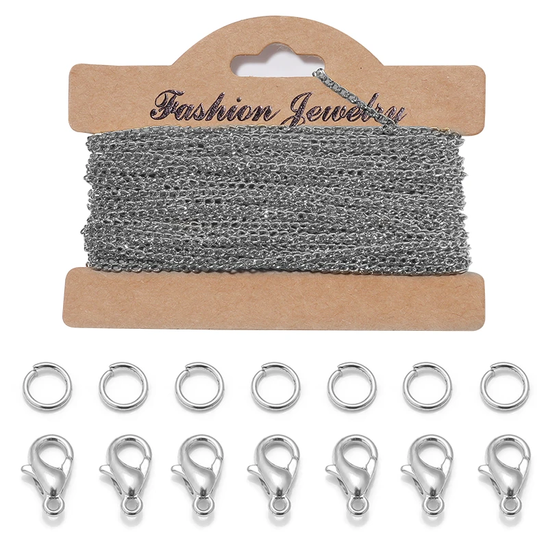 3 mt/satz Schwanz Extender Kette Link Ketten Mit Jump Ringe Karabiner Schmuck Machen Set Halskette Ketten DIY Halskette Materialien – Detail 6