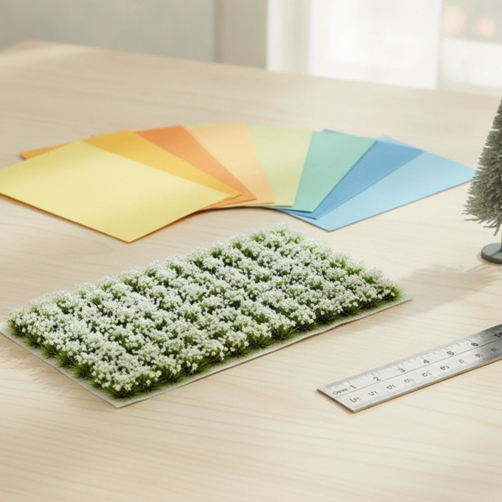 Scenery Mat with Flowers Lightweight Flower Tufts Miniature Flowers Flexible Plants Colorful for Modelers, Sand Tables, Dioramas